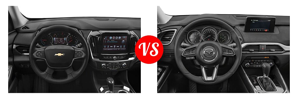 2020 Chevrolet Traverse SUV LT Cloth / LT Leather / RS vs. 2020 Mazda CX-9 SUV Grand Touring - Dashboard Comparison