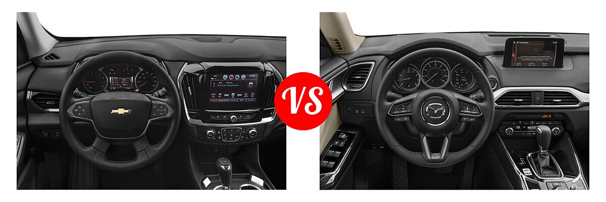 2020 Chevrolet Traverse SUV LT Cloth / LT Leather / RS vs. 2020 Mazda CX-9 SUV Touring - Dashboard Comparison
