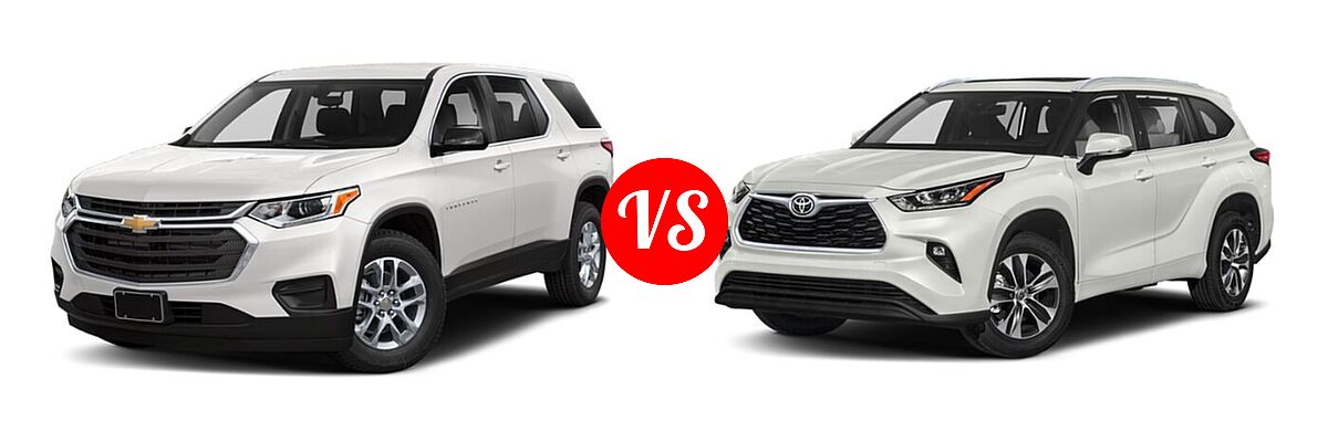2020 Chevrolet Traverse SUV L / LS vs. 2020 Toyota Highlander SUV XLE - Front Left Comparison