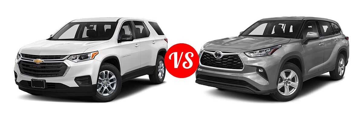 2020 Chevrolet Traverse SUV L / LS vs. 2020 Toyota Highlander SUV L / LE - Front Left Comparison