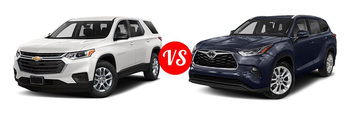 2020 Chevrolet Traverse SUV L / LS vs. 2020 Toyota Highlander SUV Limited - Front Left Comparison