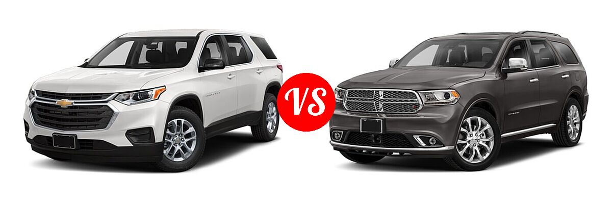2020 Chevrolet Traverse SUV L / LS vs. 2020 Dodge Durango SUV GT / GT Plus / SXT / SXT Plus - Front Left Comparison