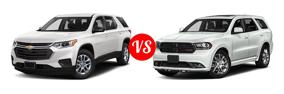 2020 Chevrolet Traverse SUV L / LS vs. 2020 Dodge Durango SUV R/T - Front Left Comparison