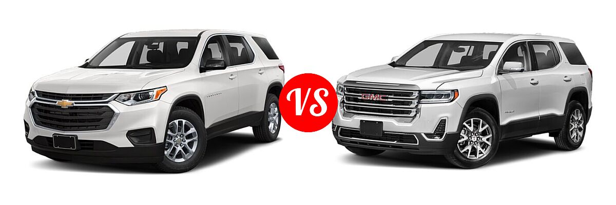 2020 Chevrolet Traverse SUV L / LS vs. 2020 GMC Acadia SUV AT4 / Denali / SL / SLE / SLT - Front Left Comparison
