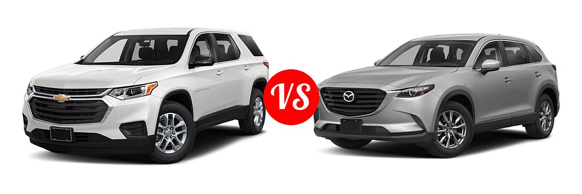 2020 Chevrolet Traverse SUV L / LS vs. 2020 Mazda CX-9 SUV Sport - Front Left Comparison