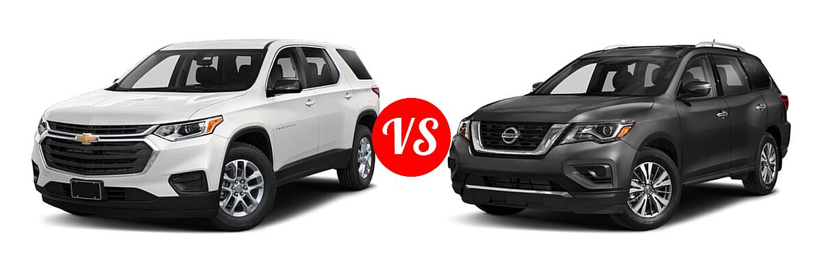 2020 Chevrolet Traverse SUV L / LS vs. 2020 Nissan Pathfinder SUV S - Front Left Comparison