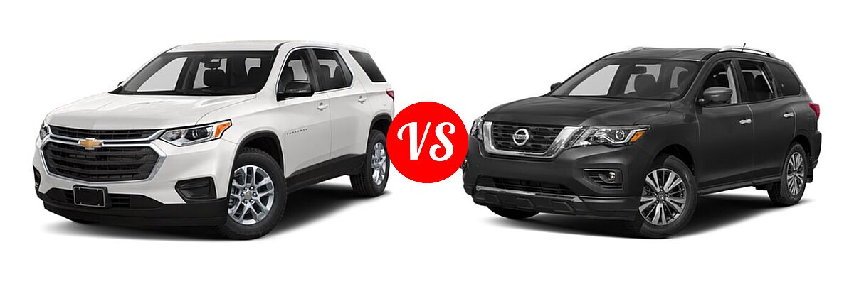 2020 Chevrolet Traverse SUV L / LS vs. 2020 Nissan Pathfinder SUV SL / SV - Front Left Comparison