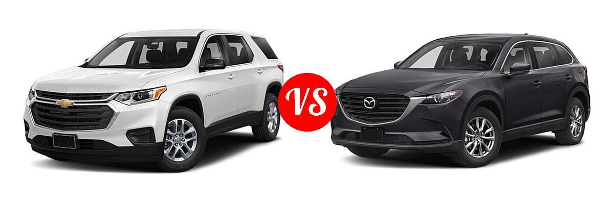 2020 Chevrolet Traverse SUV L / LS vs. 2020 Mazda CX-9 SUV Grand Touring - Front Left Comparison