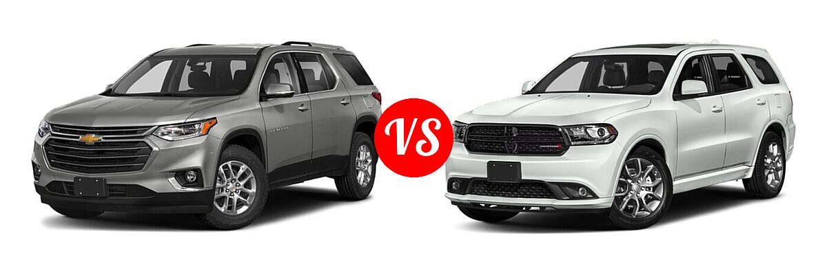 2020 Chevrolet Traverse SUV LT Cloth / LT Leather / RS vs. 2020 Dodge Durango SUV R/T - Front Left Comparison