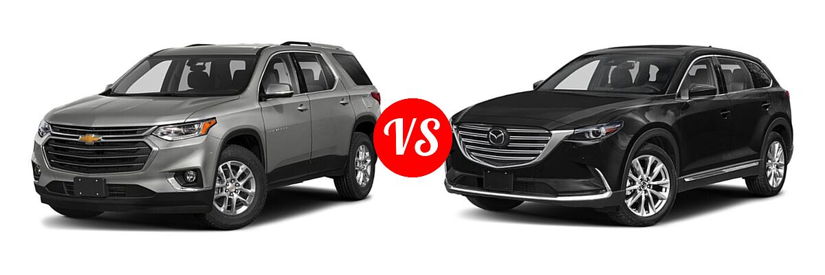 2020 Chevrolet Traverse SUV LT Cloth / LT Leather / RS vs. 2020 Mazda CX-9 SUV Touring - Front Left Comparison