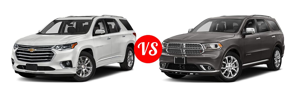 2020 Chevrolet Traverse SUV High Country / Premier vs. 2020 Dodge Durango SUV GT / GT Plus / SXT / SXT Plus - Front Left Comparison