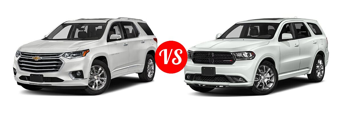 2020 Chevrolet Traverse SUV High Country / Premier vs. 2020 Dodge Durango SUV R/T - Front Left Comparison