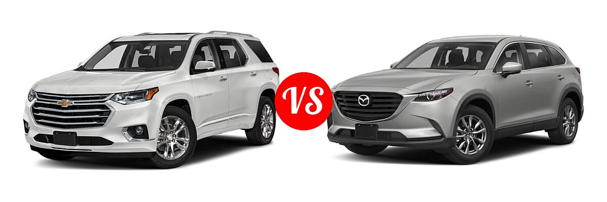 2020 Chevrolet Traverse SUV High Country / Premier vs. 2020 Mazda CX-9 SUV Sport - Front Left Comparison