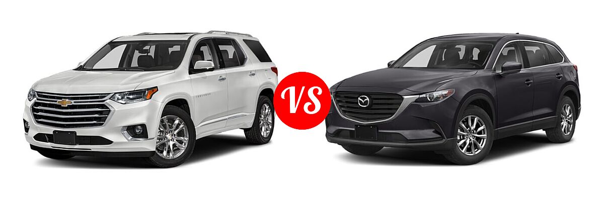 2020 Chevrolet Traverse SUV High Country / Premier vs. 2020 Mazda CX-9 SUV Grand Touring - Front Left Comparison
