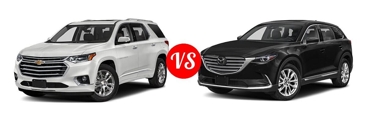 2020 Chevrolet Traverse SUV High Country / Premier vs. 2020 Mazda CX-9 SUV Touring - Front Left Comparison
