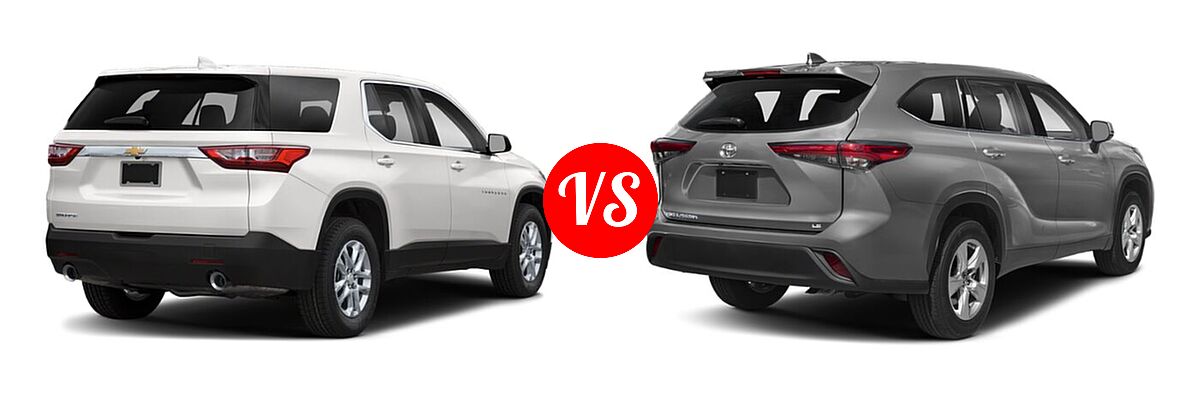 2020 Chevrolet Traverse SUV L / LS vs. 2020 Toyota Highlander SUV L / LE - Rear Right Comparison