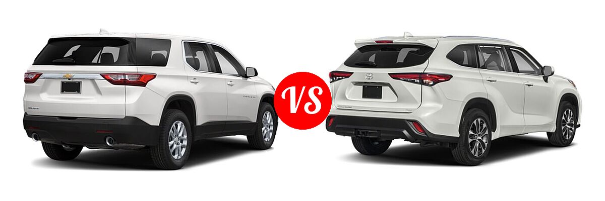2020 Chevrolet Traverse SUV L / LS vs. 2020 Toyota Highlander SUV XLE - Rear Right Comparison