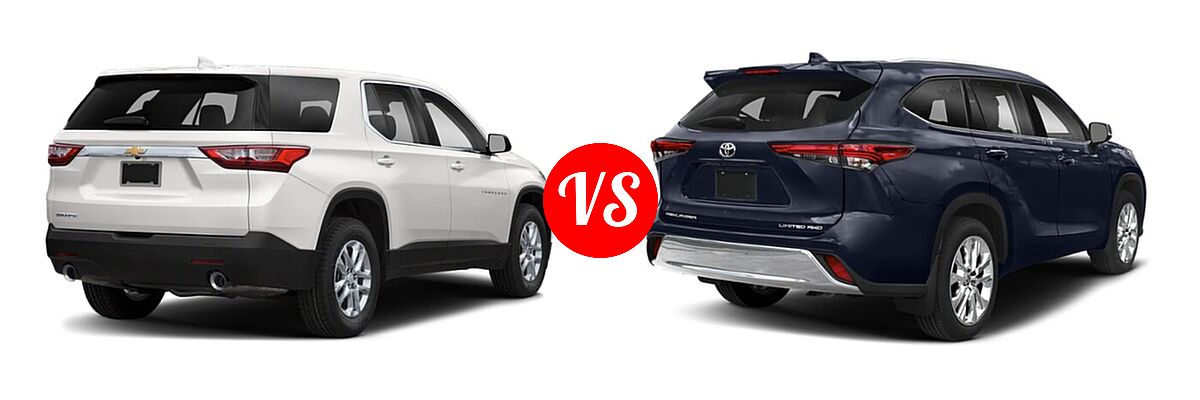 2020 Chevrolet Traverse SUV L / LS vs. 2020 Toyota Highlander SUV Limited - Rear Right Comparison