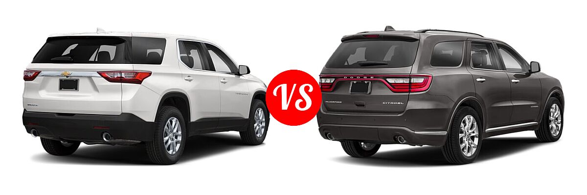 2020 Chevrolet Traverse SUV L / LS vs. 2020 Dodge Durango SUV Citadel / Citadel Anodized Platinum - Rear Right Comparison