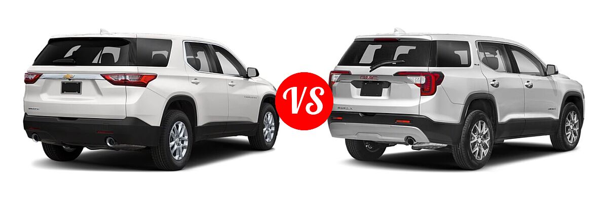 2020 Chevrolet Traverse SUV L / LS vs. 2020 GMC Acadia SUV AT4 / Denali / SL / SLE / SLT - Rear Right Comparison
