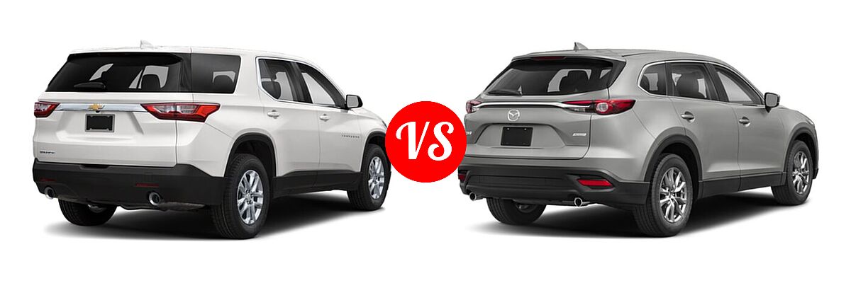 2020 Chevrolet Traverse SUV L / LS vs. 2020 Mazda CX-9 SUV Sport - Rear Right Comparison