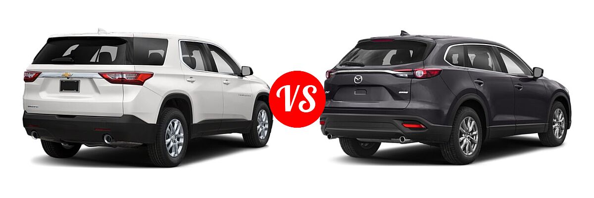 2020 Chevrolet Traverse SUV L / LS vs. 2020 Mazda CX-9 SUV Grand Touring - Rear Right Comparison