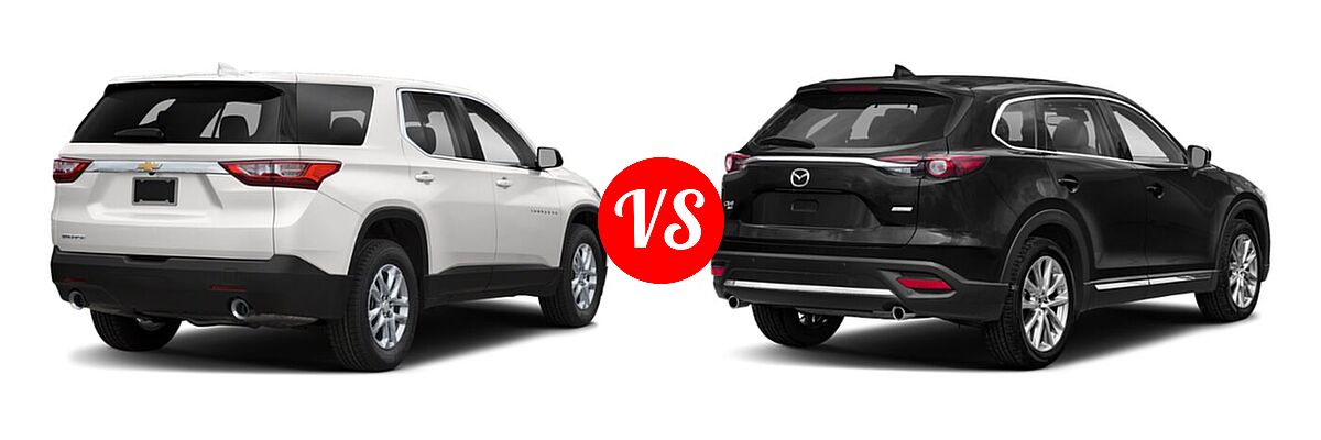 2020 Chevrolet Traverse SUV L / LS vs. 2020 Mazda CX-9 SUV Touring - Rear Right Comparison