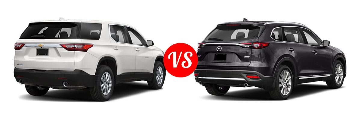 2020 Chevrolet Traverse SUV L / LS vs. 2020 Mazda CX-9 SUV Grand Touring - Rear Right Comparison