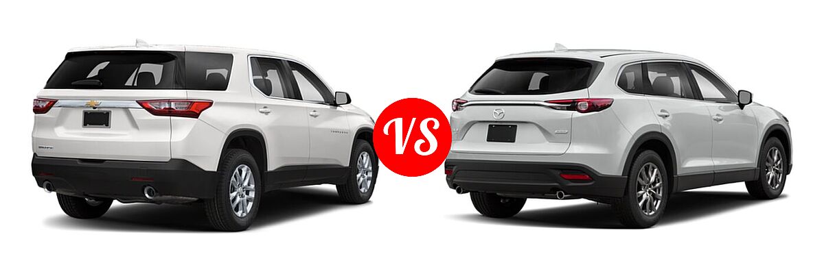 2020 Chevrolet Traverse SUV L / LS vs. 2020 Mazda CX-9 SUV Touring - Rear Right Comparison