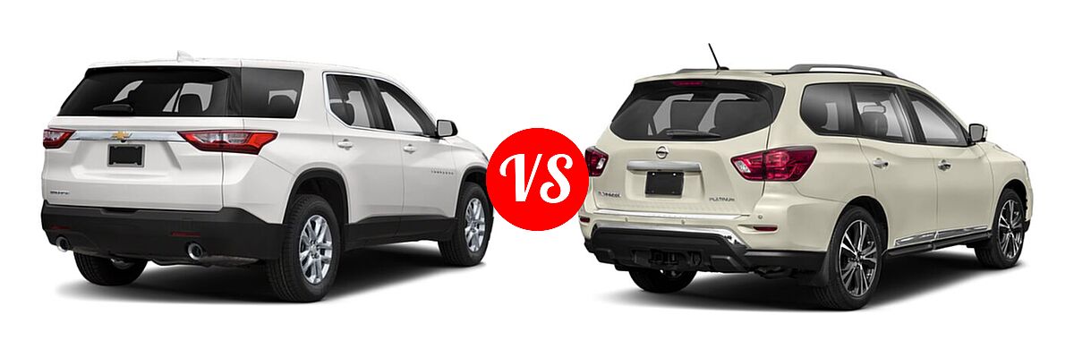 2020 Chevrolet Traverse SUV L / LS vs. 2020 Nissan Pathfinder SUV Platinum - Rear Right Comparison