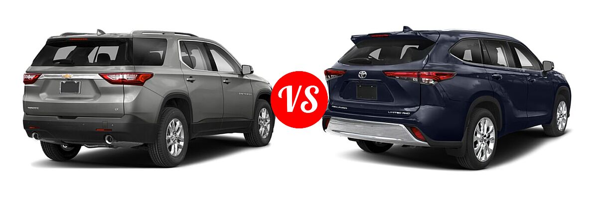 2020 Chevrolet Traverse SUV LT Cloth / LT Leather / RS vs. 2020 Toyota Highlander SUV Limited - Rear Right Comparison