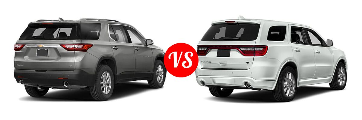 2020 Chevrolet Traverse SUV LT Cloth / LT Leather / RS vs. 2020 Dodge Durango SUV R/T - Rear Right Comparison