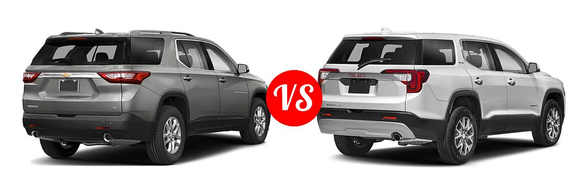 2020 Chevrolet Traverse SUV LT Cloth / LT Leather / RS vs. 2020 GMC Acadia SUV AT4 / Denali / SL / SLE / SLT - Rear Right Comparison