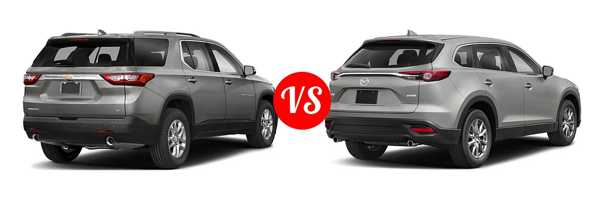 2020 Chevrolet Traverse SUV LT Cloth / LT Leather / RS vs. 2020 Mazda CX-9 SUV Sport - Rear Right Comparison