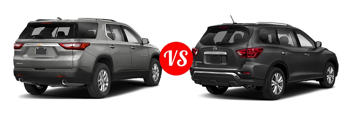 2020 Chevrolet Traverse SUV LT Cloth / LT Leather / RS vs. 2020 Nissan Pathfinder SUV S - Rear Right Comparison