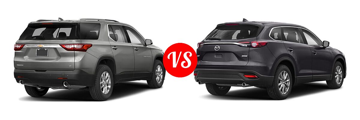 2020 Chevrolet Traverse SUV LT Cloth / LT Leather / RS vs. 2020 Mazda CX-9 SUV Grand Touring - Rear Right Comparison