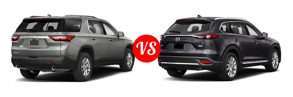 2020 Chevrolet Traverse SUV LT Cloth / LT Leather / RS vs. 2020 Mazda CX-9 SUV Grand Touring - Rear Right Comparison