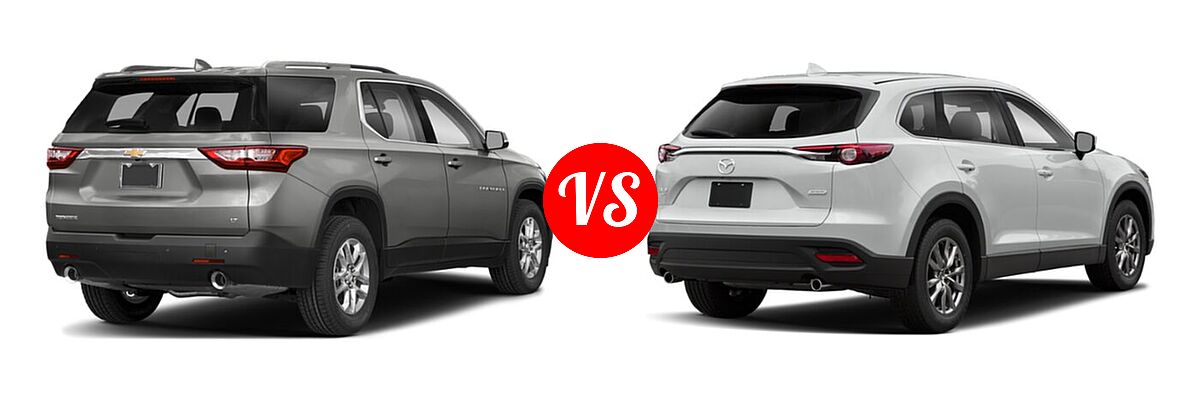 2020 Chevrolet Traverse SUV LT Cloth / LT Leather / RS vs. 2020 Mazda CX-9 SUV Touring - Rear Right Comparison