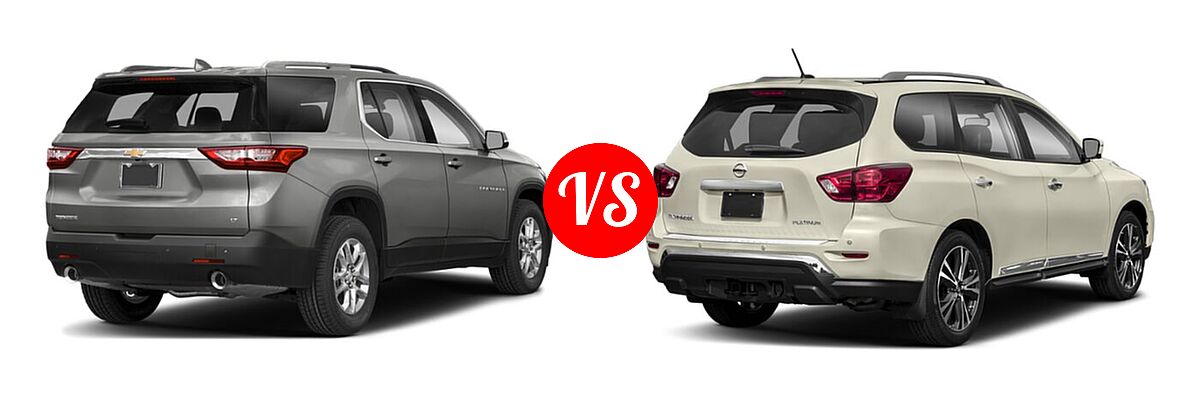 2020 Chevrolet Traverse SUV LT Cloth / LT Leather / RS vs. 2020 Nissan Pathfinder SUV Platinum - Rear Right Comparison