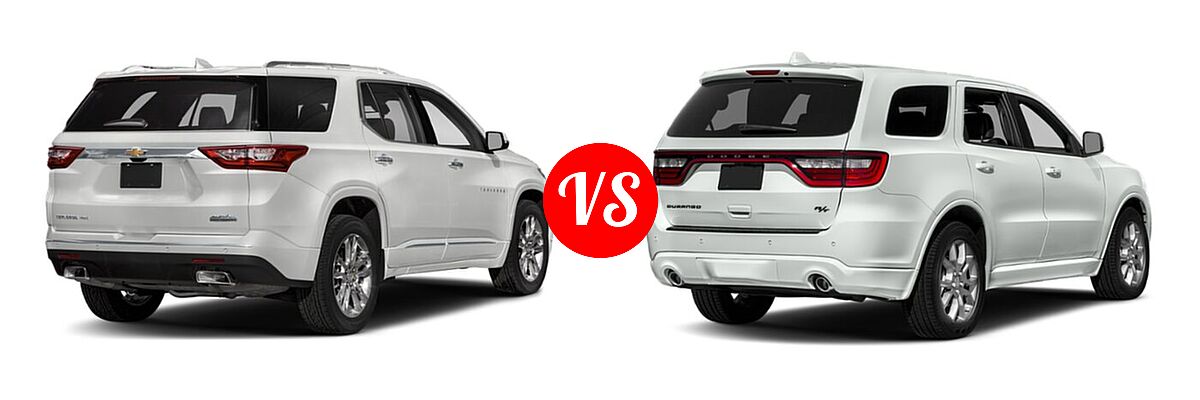 2020 Chevrolet Traverse SUV High Country / Premier vs. 2020 Dodge Durango SUV R/T - Rear Right Comparison