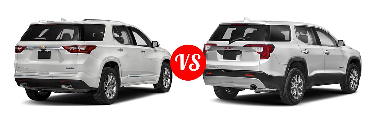 2020 Chevrolet Traverse SUV High Country / Premier vs. 2020 GMC Acadia SUV AT4 / Denali / SL / SLE / SLT - Rear Right Comparison