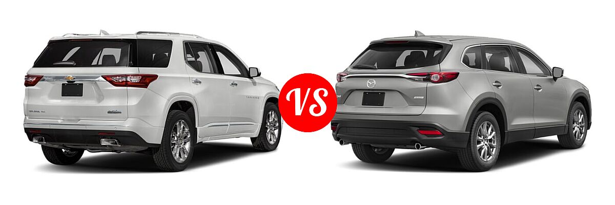 2020 Chevrolet Traverse SUV High Country / Premier vs. 2020 Mazda CX-9 SUV Sport - Rear Right Comparison