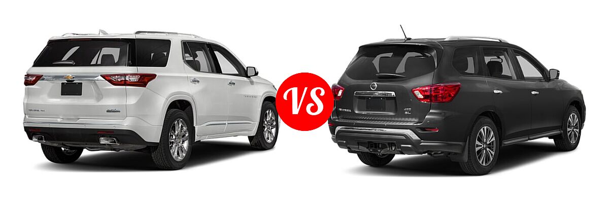 2020 Chevrolet Traverse SUV High Country / Premier vs. 2020 Nissan Pathfinder SUV SL / SV - Rear Right Comparison