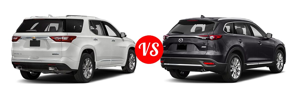 2020 Chevrolet Traverse SUV High Country / Premier vs. 2020 Mazda CX-9 SUV Grand Touring - Rear Right Comparison