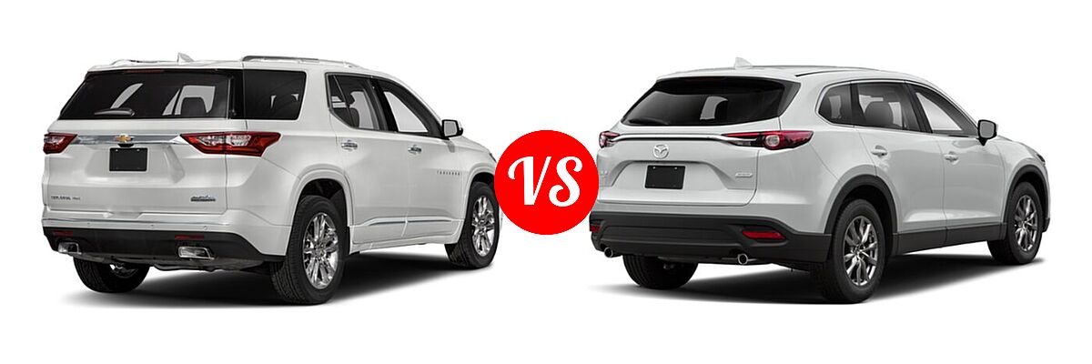 2020 Chevrolet Traverse SUV High Country / Premier vs. 2020 Mazda CX-9 SUV Touring - Rear Right Comparison