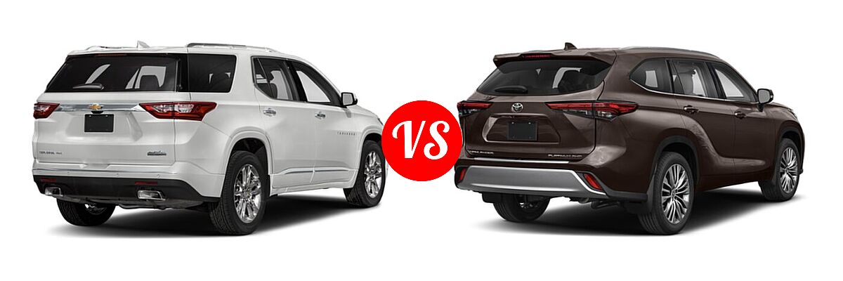 2020 Chevrolet Traverse SUV High Country / Premier vs. 2020 Toyota Highlander SUV Platinum - Rear Right Comparison