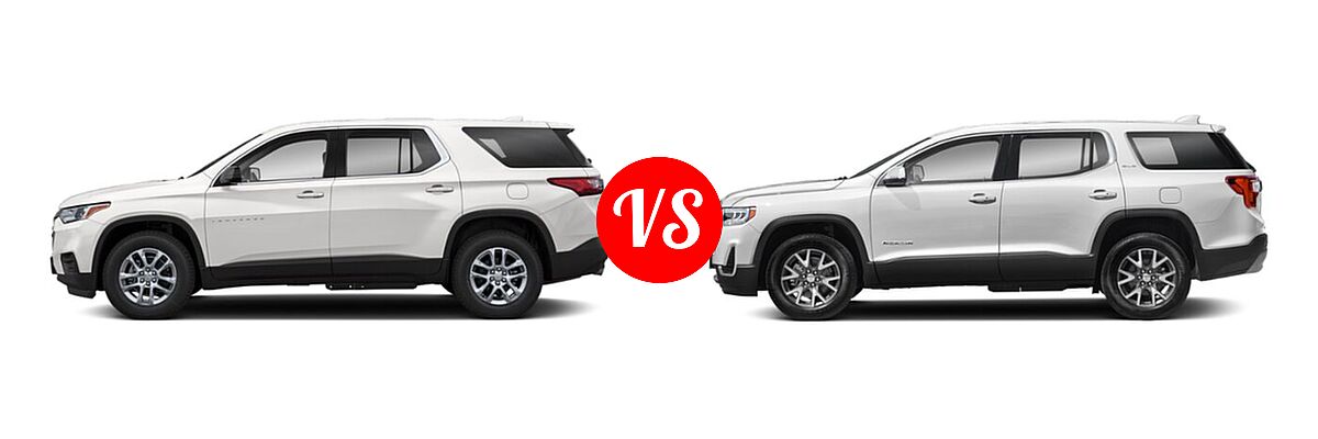 2020 Chevrolet Traverse SUV L / LS vs. 2020 GMC Acadia SUV AT4 / Denali / SL / SLE / SLT - Side Comparison