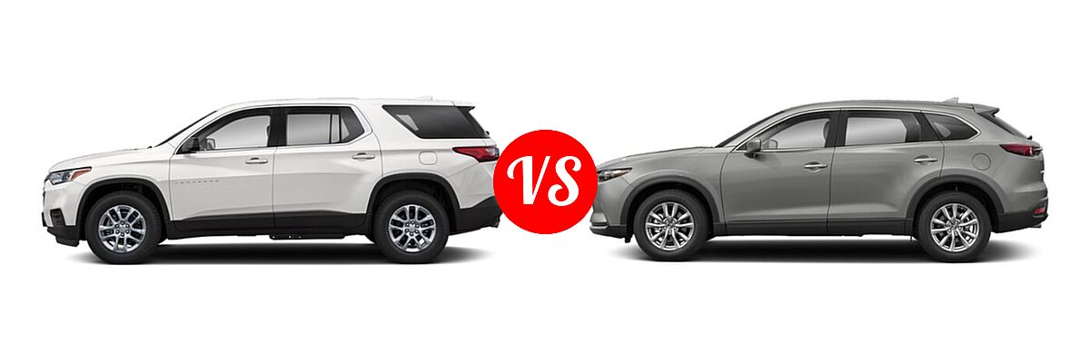 2020 Chevrolet Traverse SUV L / LS vs. 2020 Mazda CX-9 SUV Sport - Side Comparison