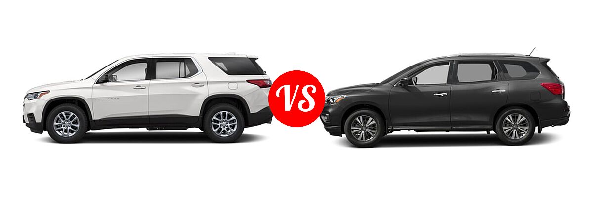 2020 Chevrolet Traverse SUV L / LS vs. 2020 Nissan Pathfinder SUV SL / SV - Side Comparison