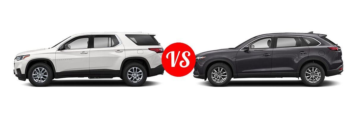 2020 Chevrolet Traverse SUV L / LS vs. 2020 Mazda CX-9 SUV Grand Touring - Side Comparison